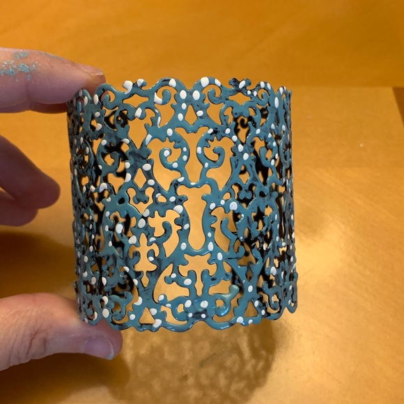 Hand painted wide cuff adjustable bracelet. - Picture 11 of 11